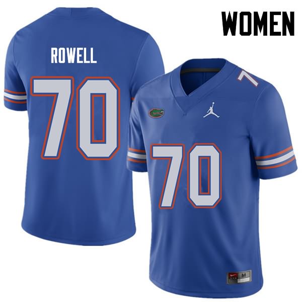 Women's NCAA Florida Gators Tanner Rowell #70 Stitched Authentic Jordan Brand Royal College Football Jersey VKU6565CP